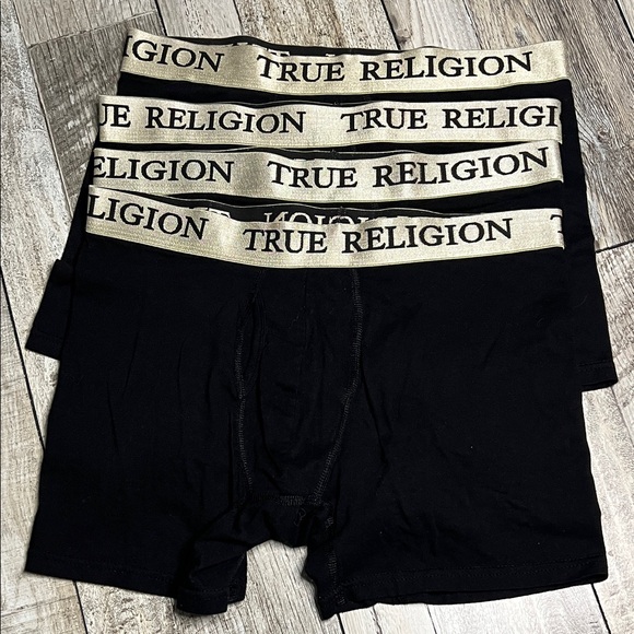 True Religion Black Boxer Briefs with Gold Waistband - Picture 1 of 2